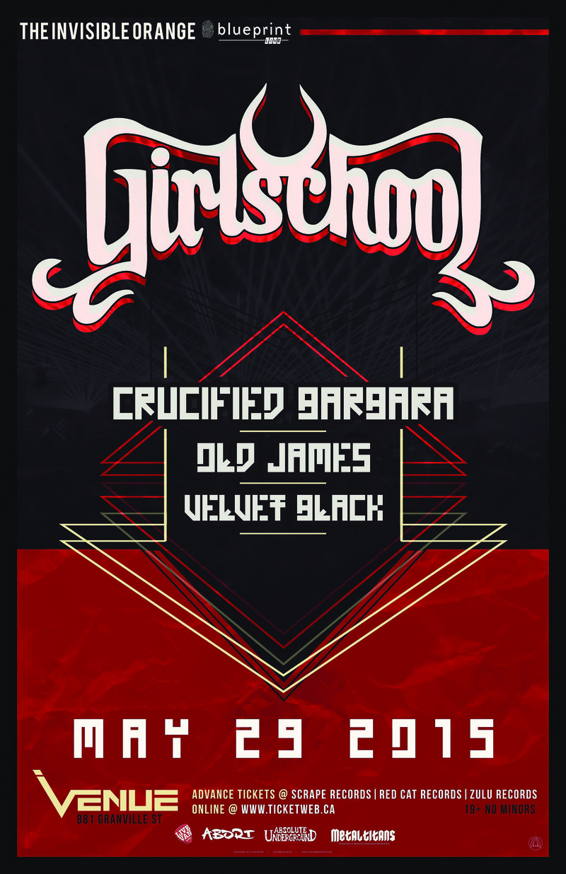 British Heavy Metal icons: Girlschool, Crucified Barbara, Old James, Velvet Black @ Venue May 29 2015 - Jun 16th @ Venue