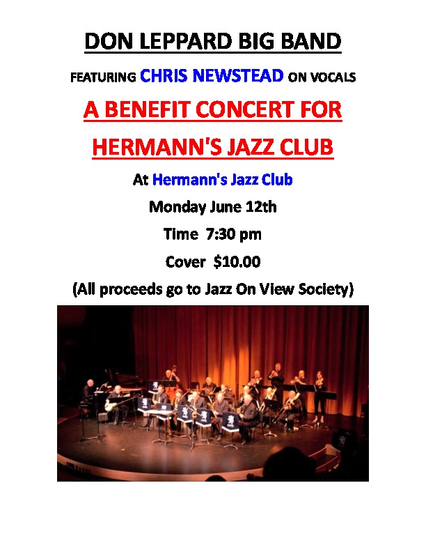 Don Leppard Big Band @ Hermann's Jazz Club Jun 12 2017 - May 1st @ Hermann's Jazz Club
