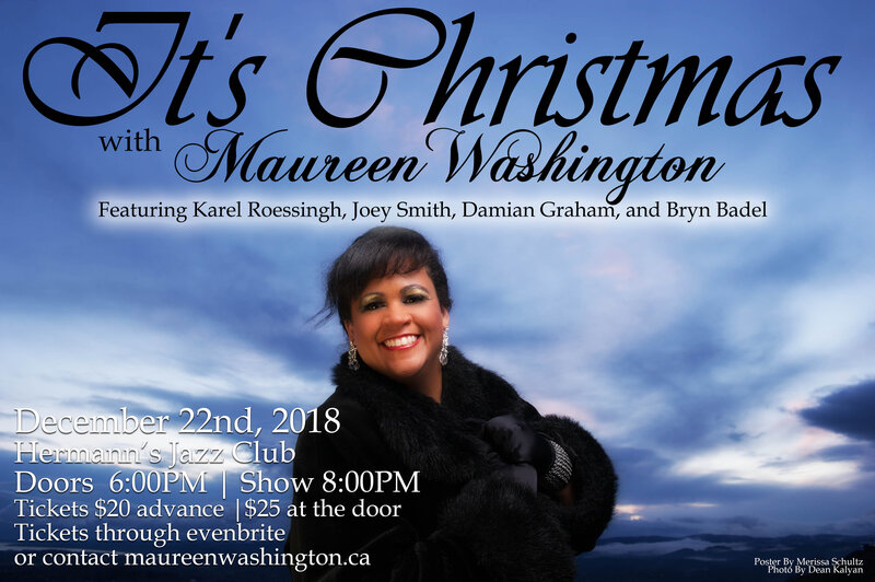 It's Christmas with: Maureen Washington, Karel Roessingh, Joey Smith, Damian Graham, Bryn Badel @ Hermann's Jazz Club Dec 22 2018 - May 16th @ Hermann's Jazz Club