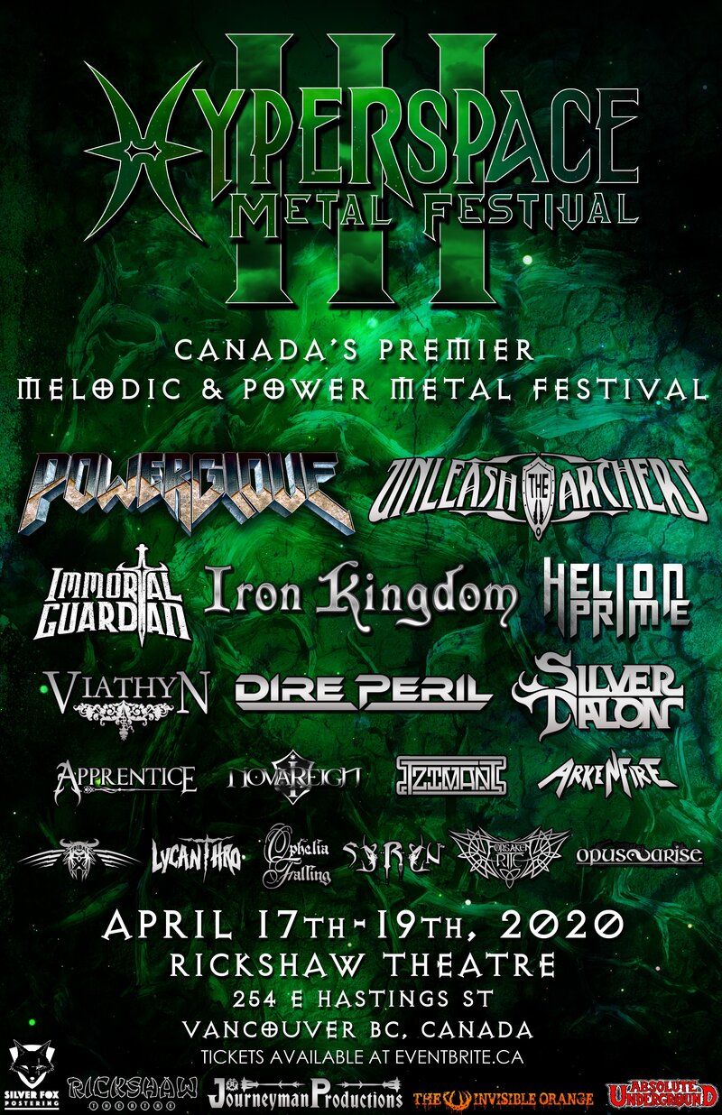 Hyperspace Metal Festival: Power Glove, Unleash The Archers, Iron Kingdom, Immortal Guardian @ Rickshaw Theatre Apr 17 2020 - May 14th @ Rickshaw Theatre