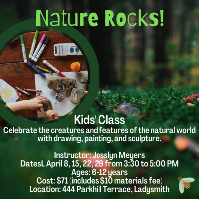Kids Art Classes: Nature Rocks! @ Ladysmith Waterfront Gallery Apr 22 2021 - Jun 10th @ Ladysmith Waterfront Gallery