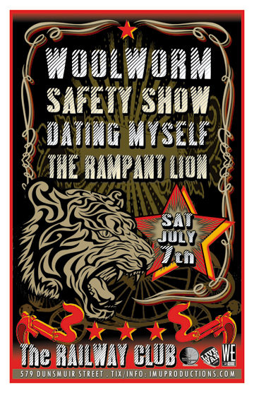 LATE SHOW:: The Safety Show, DATING MYSELF, Woolworm, Rampant Lion @ Railway Club Jul 7 2012 - May 7th @ Railway Club
