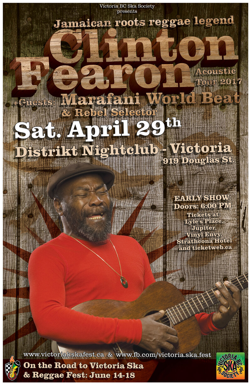 CLINTON FEARON (acoustic) with Marafani World Beat and Rebel Selector returns to Victoria!: Clinton Fearon, Marafani World Beat, Rebel Selector @ Distrikt Apr 29 2017 - May 10th @ Distrikt