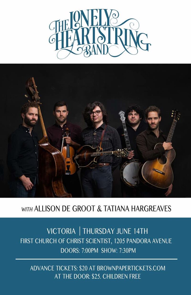 Lonely Heartstring Band in concert! @ First Church of Christ, Scientist Jun 14 2018 - Jun 6th @ First Church of Christ, Scientist