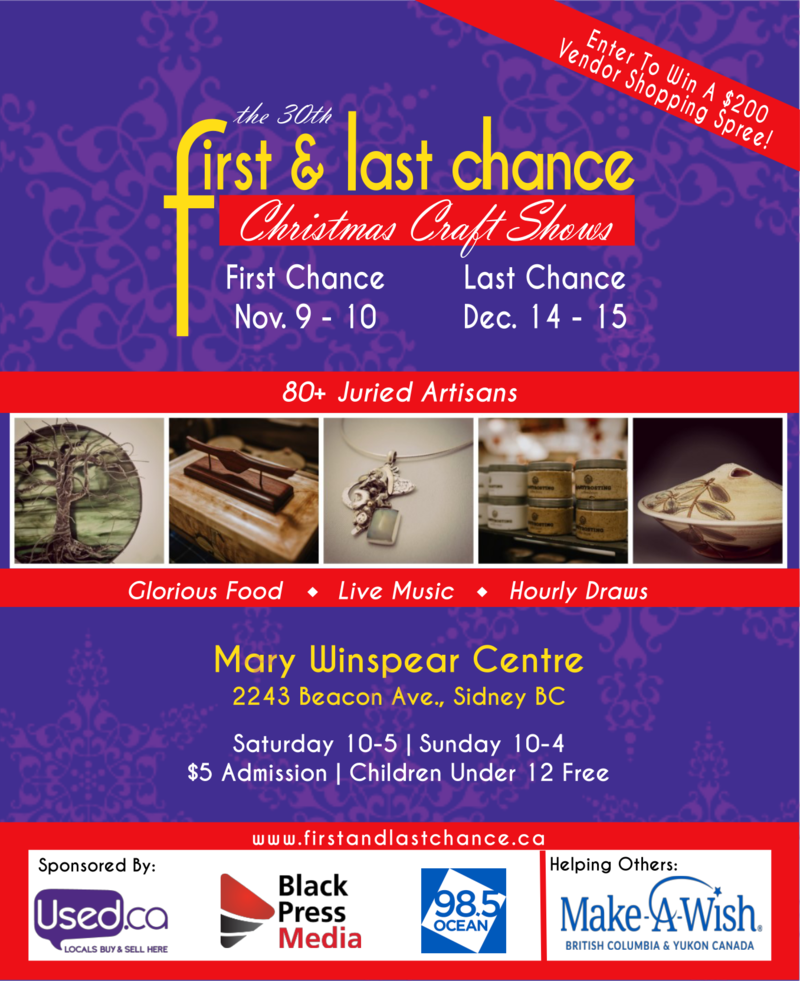 First & Last Chance Christmas Craft Show @ Mary Winspear Centre, 2243 Beacon Avenue, Nov 10 2019 - Jul 10th @ Mary Winspear Centre, 2243 Beacon Avenue,