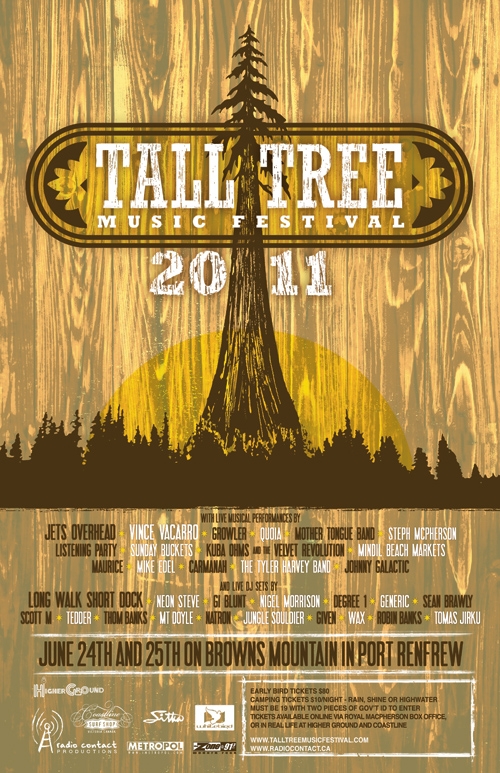 Tall Tree Music Festival 2011: Jets Overhead, Vince Vaccaro, Quoia, Longwalkshortdock, Kuba Oms and the Velvet Revolution, Listening Party, Mother Tounge Band, Steph Macpherson @ Browns Mountain Jun 22 2011 - May 6th @ Browns Mountain