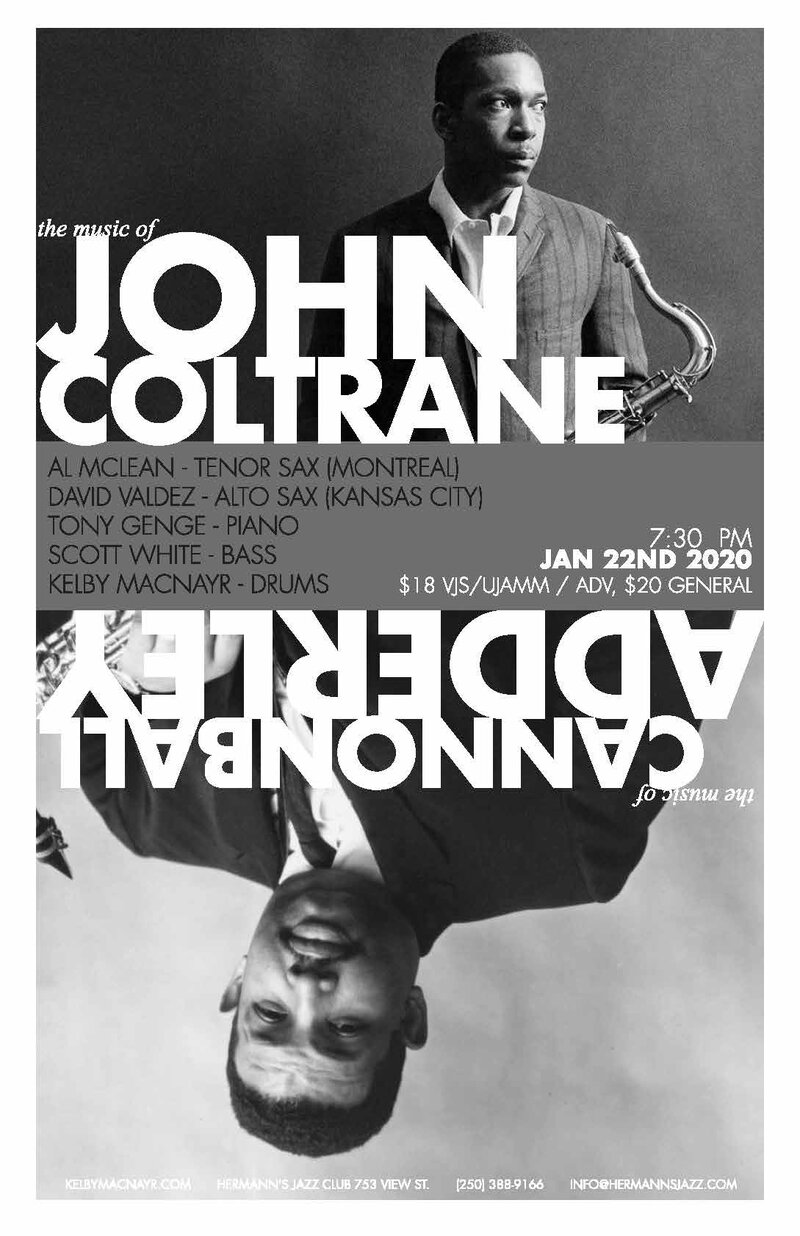 Kelby MacNayr f. David Valdez: The Music of John Coltrane - May 6th @ Hermann's Jazz Club