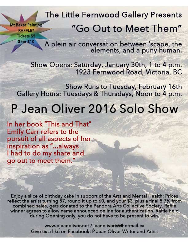 Go Out to Meet Them: P Jean Oliver @ Little Fernwood Gallery Jan 30 2016 - Apr 30th @ Little Fernwood Gallery