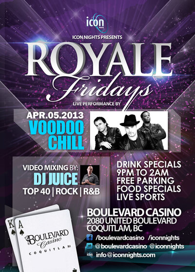 Voodoo Chill, JUICE @ Lion's Den Boulevard Casino Apr 5 2013 - May 9th @ Lion's Den Boulevard Casino