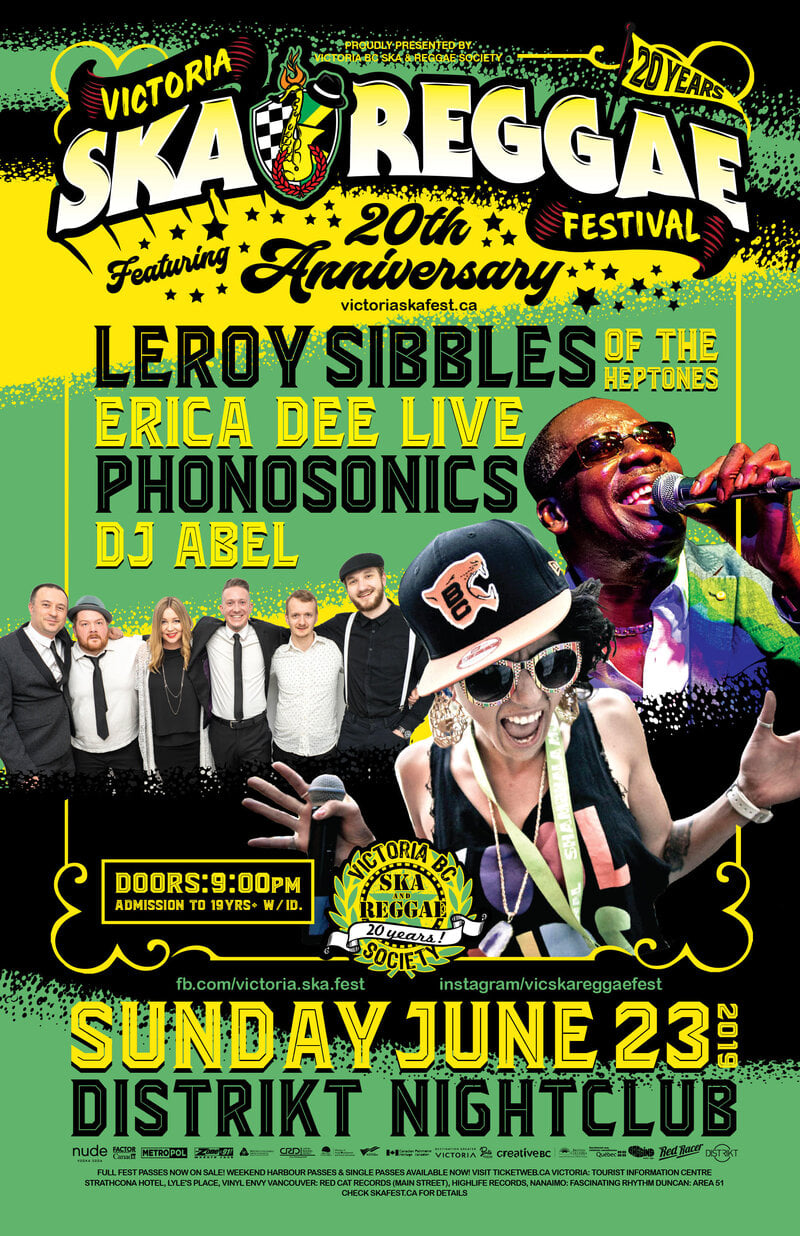 Leroy Sibbles, Erica Dee LIVE, Phonosonics, DJ Abel @ Victoria Ska & Reggae Fest 20!: Leroy "Heptone" Sibbles, Erica Dee, Phonosonics, Selecter Abel @ Distrikt Jun 23 2019 - May 2nd @ Distrikt