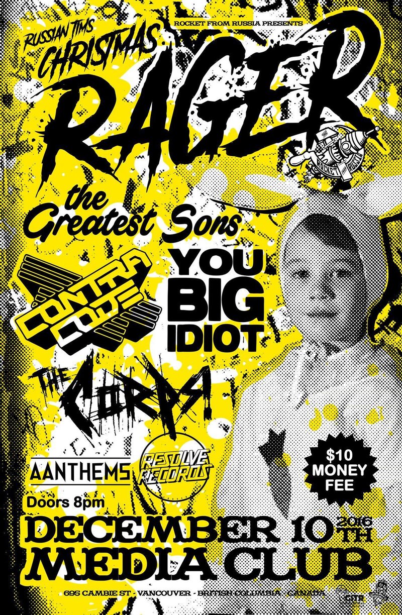 You Big Idiot, Contra Code, Greatest Sons, The Corps, AANTHEMS @ The Media Club Dec 10 2016 - May 17th @ The Media Club