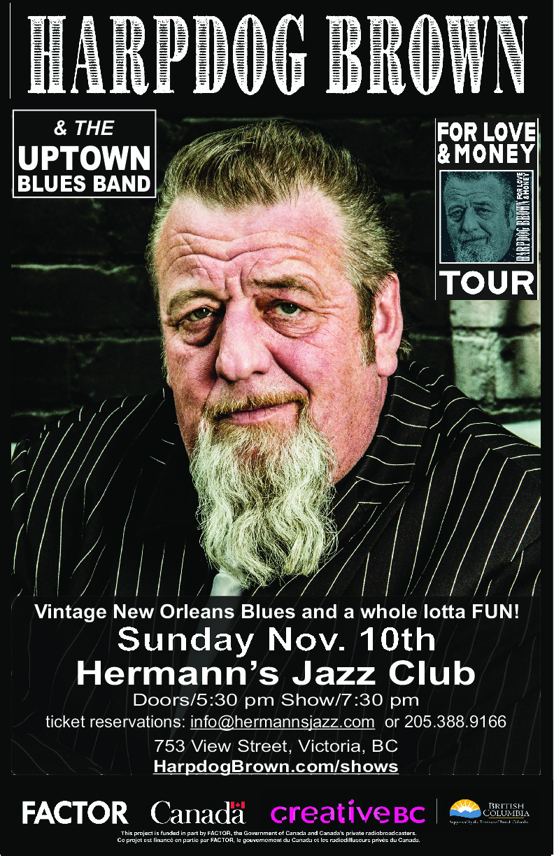 Harpdog Brown @ Hermann's Jazz Club Nov 10 2019 - May 6th @ Hermann's Jazz Club