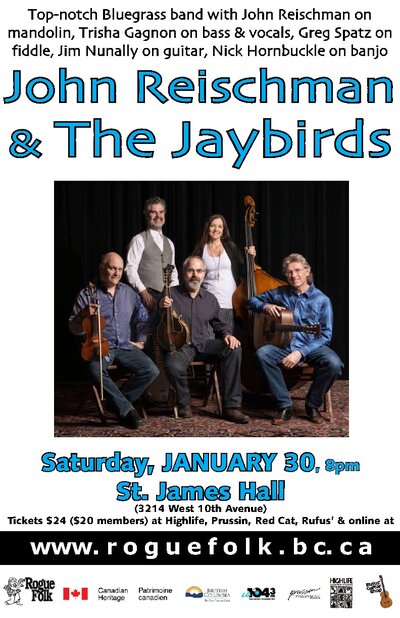 JOHN REISCHMAN & THE JAYBIRDS @ St. James Community Hall Jan 30 2016 - May 7th @ St. James Community Hall