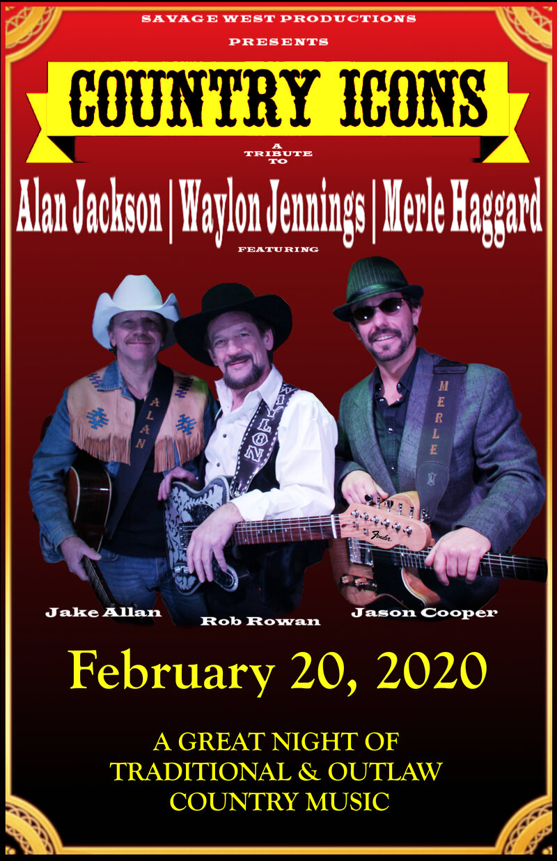 Country Icons: A Tribute to Alan Jackson, Waylon Jennings & Merle Haggard @ Mary Winspear Centre Feb 20 2020 - Jun 8th @ Mary Winspear Centre