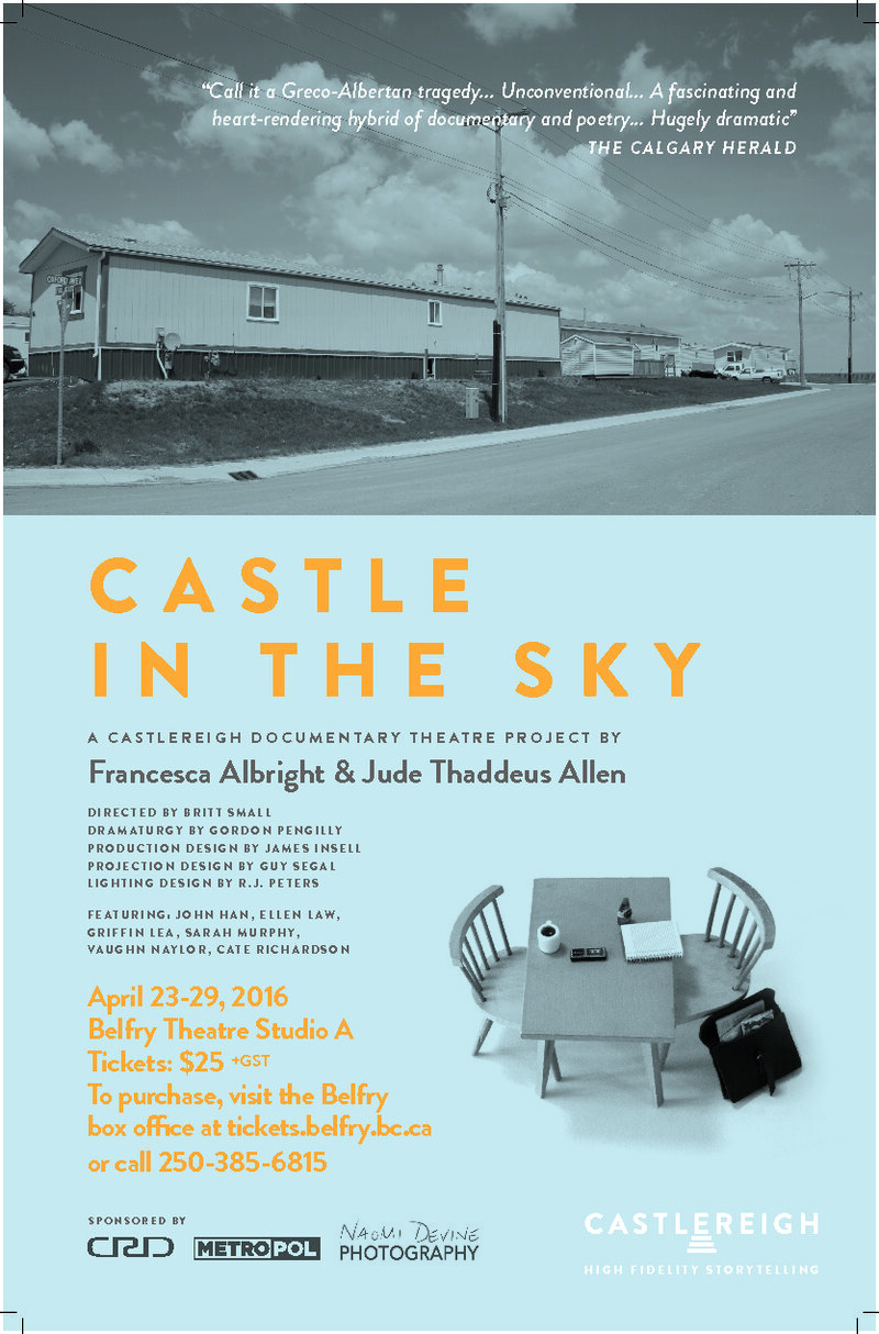 CASTLE IN THE SKY @ Belfry Theatre Apr 26 2016 - Jun 3rd @ Belfry Theatre