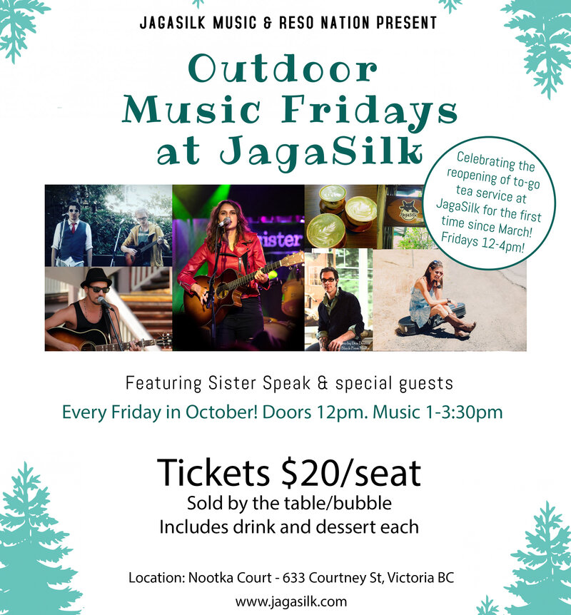 Outdoor Music Fridays at JagaSilk: Sister Speak @ Jagasilk Teabar Oct 23 2020 - May 6th @ Jagasilk Teabar