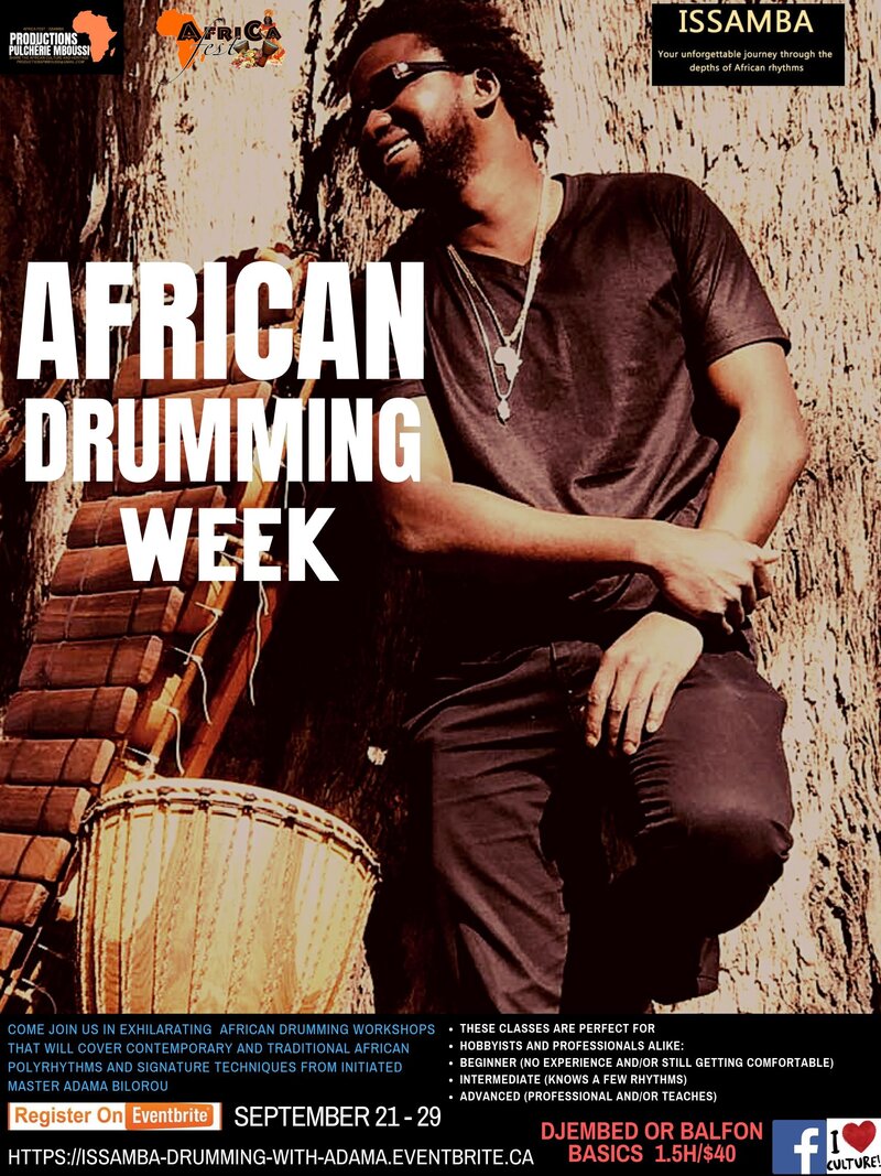 AFRICAN DRUMMING WEEK: Adama Bilorou @ Cafe Casablance Sep 21 2019 - Jun 19th @ Cafe Casablance