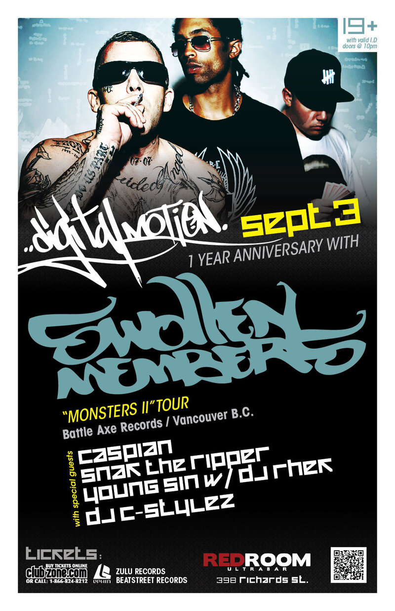 Swollen Members, with special guests @ The Red Room Sep 3 2011 - May 1st @ The Red Room