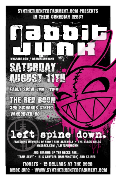 Cult Seattle band in their Canadian Debut...: Rabbit Junk, Left Spine Down, Team Sexy @ The Red Room Aug 11 2007 - May 7th @ The Red Room