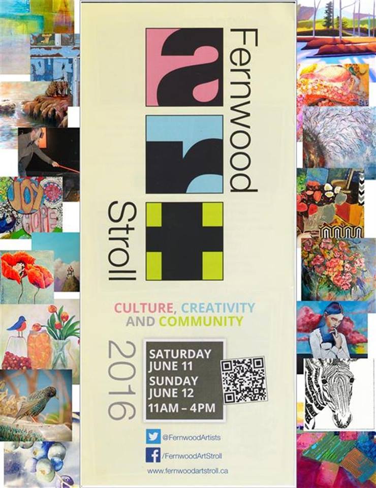 Fernwood Art Stroll: Michael Bourque, Gail Brown, Gary Greenspoon, Margaret Hantiuk, Deirdre Kelly, Susan Kelly, Kit Maloney, Laurie McAmmond, MS Art Therapy Group, Paula Nasmith, Pandora Arts Collective Society, Joanna Pettit, Jillian Player, Brad Scromeda, Carrol Ann Smedley, Tony Sprackett, Jo Vipond, Caitlin Wilkinson @ Fernwood neighbourhood Jun 11 2016 - May 6th @ Fernwood neighbourhood