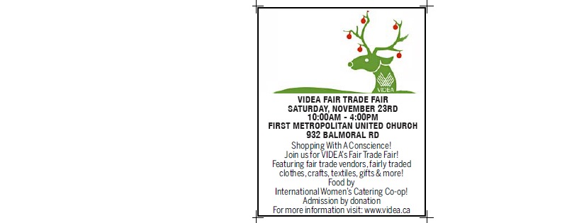 VIDEA Fair Trade Fair @ United Commons (First Metropolitan United Church) Nov 23 2019 - Jun 6th @ United Commons (First Metropolitan United Church)