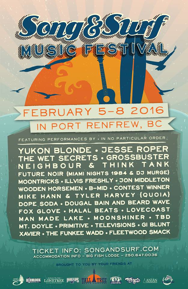 Jesse Roper, Yukon Blonde, Jon Middleton, Ilvis Freshley, Dope Soda @ Song and Surf Feb 7 2016 - Apr 30th @ Song and Surf