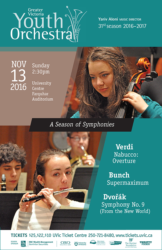 GVYO Opens Season of Symphonies!: Greater Victoria Youth Orchestra , Yariv Aloni, Music Director @ The Farquhar at UVic Nov 13 2016 - May 6th @ The Farquhar at UVic