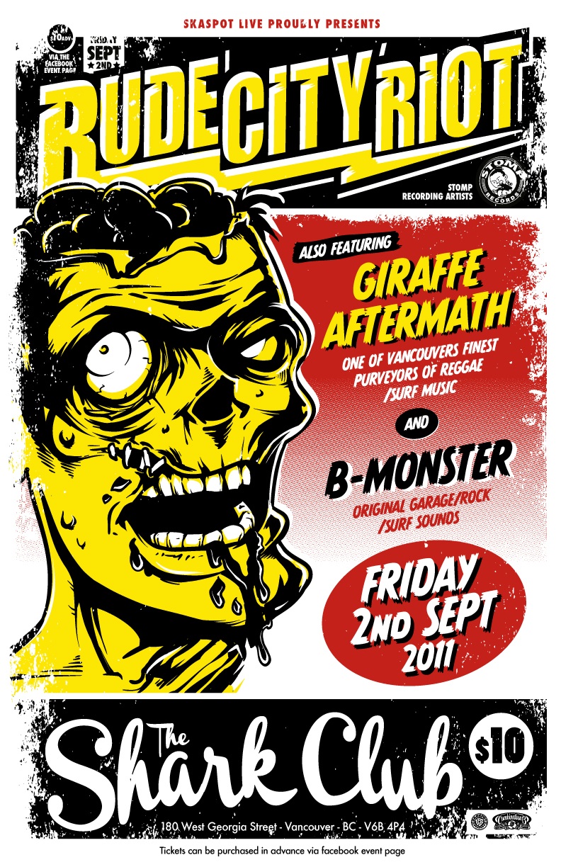Rude City Riot w/ Giraffe Aftermath and B-Monster @ the Shark Club Fri. Sept 2nd: Rude City Riot, Giraffe Aftermath, B-M0NSTER @ Shark Club Sep 2 2011 - Apr 30th @ Shark Club