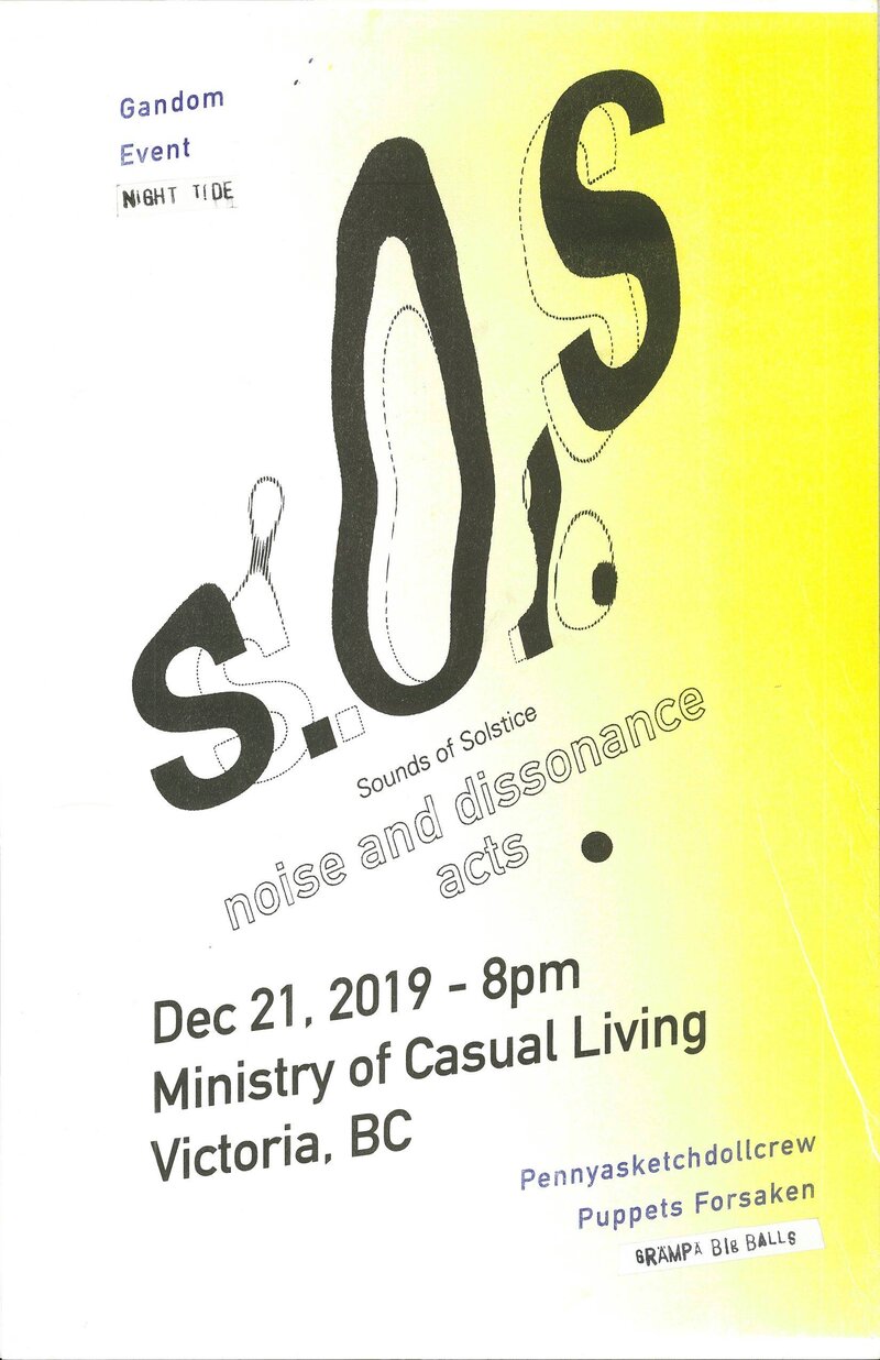 SOS Sounds of Solstice: pennyasketchdollcrew, گندم, Event, SOMA , The Puppets Forsaken, Malibu Kens @ The Ministry of Casual Living Dec 21 2019 - May 5th @ The Ministry of Casual Living