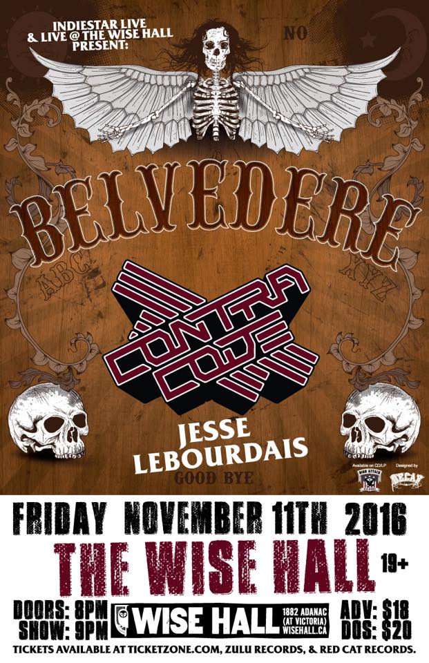 Belvedere, Contra Code, Jesse LeBourdais @ WISE Hall Nov 11 2016 - May 6th @ WISE Hall