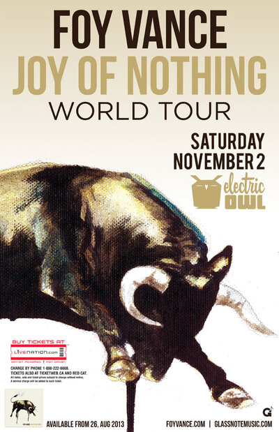 Foy Vance @ Electric Owl Nov 2 2013 - Jun 13th @ Electric Owl