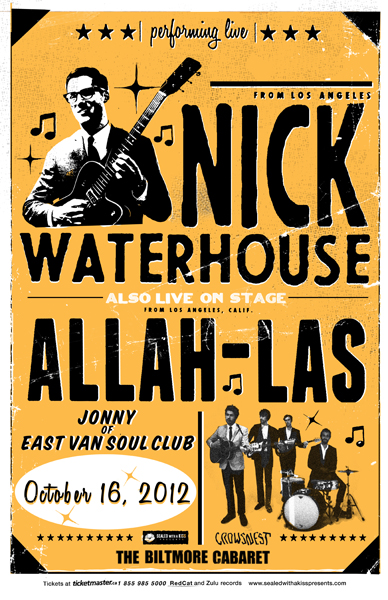 Nick Waterhouse / Allah-Las, Nick Waterhouse, Allah-Las, Jonny Grayston  @ The Biltmore Cabaret Oct 16 2012 - May 1st @ The Biltmore Cabaret