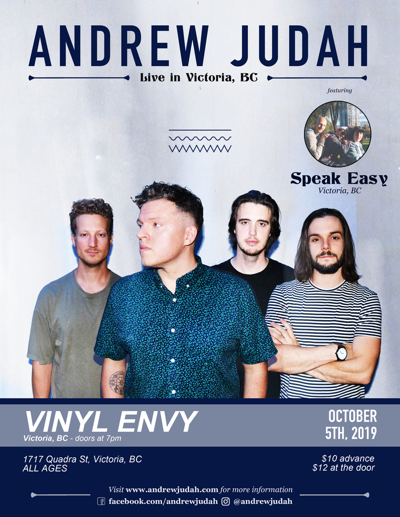 Andrew Judah (Kelowna, BC), Speak Easy - Victoria @ Vinyl Envy Oct 5 2019 - May 18th @ Vinyl Envy