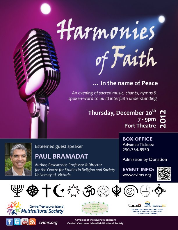 Harmonies of Faith: Snuneymuxw Drummers, Island soul Choir, Hindu Cultural Society, Andre Nobles, Vesta Entertainment @ The Port Theatre Dec 20 2012 - May 6th @ The Port Theatre