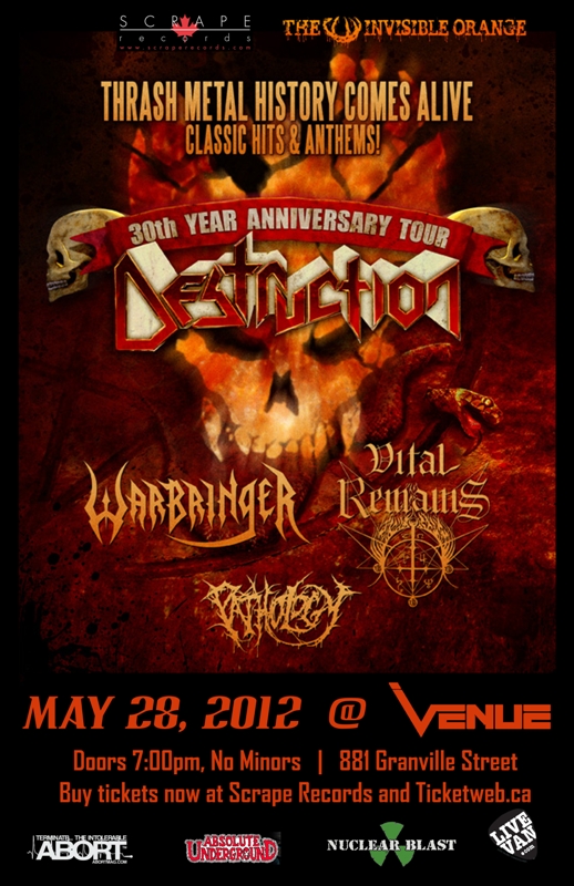 Destruction, Warbringer, Vital Remains, PATHOLOGY @ Venue Dec 31 1969 - May 8th @ Venue