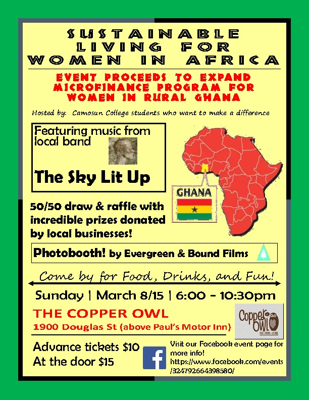 Fundraiser for Sustainable Living for Women in Africa: The Sky Lit Up @ Copper Owl Mar 8 2015 - May 26th @ Copper Owl