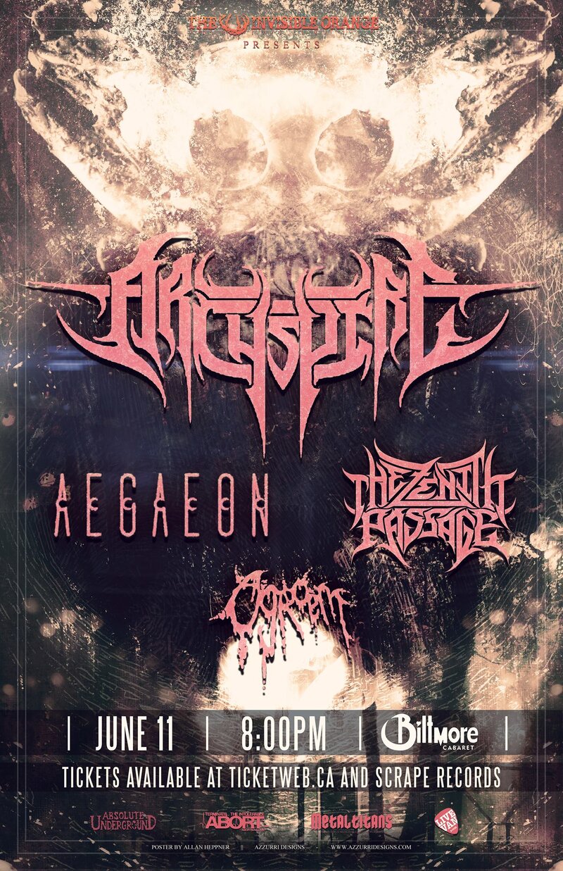 Archspire w/ Aegaeon: Archspire, Aegaeon (cancelled), Zenith Passage, Ogroem @ The Biltmore Cabaret Jun 11 2014 - May 10th @ The Biltmore Cabaret