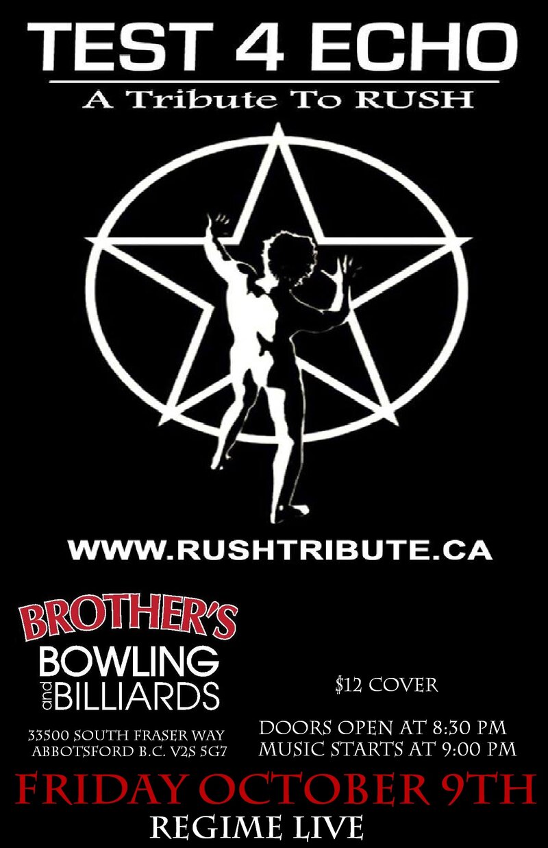 An evening with: TEST 4 ECHO  @ Brothers Bowling and Billiards Oct 9 2015 - May 7th @ Brothers Bowling and Billiards