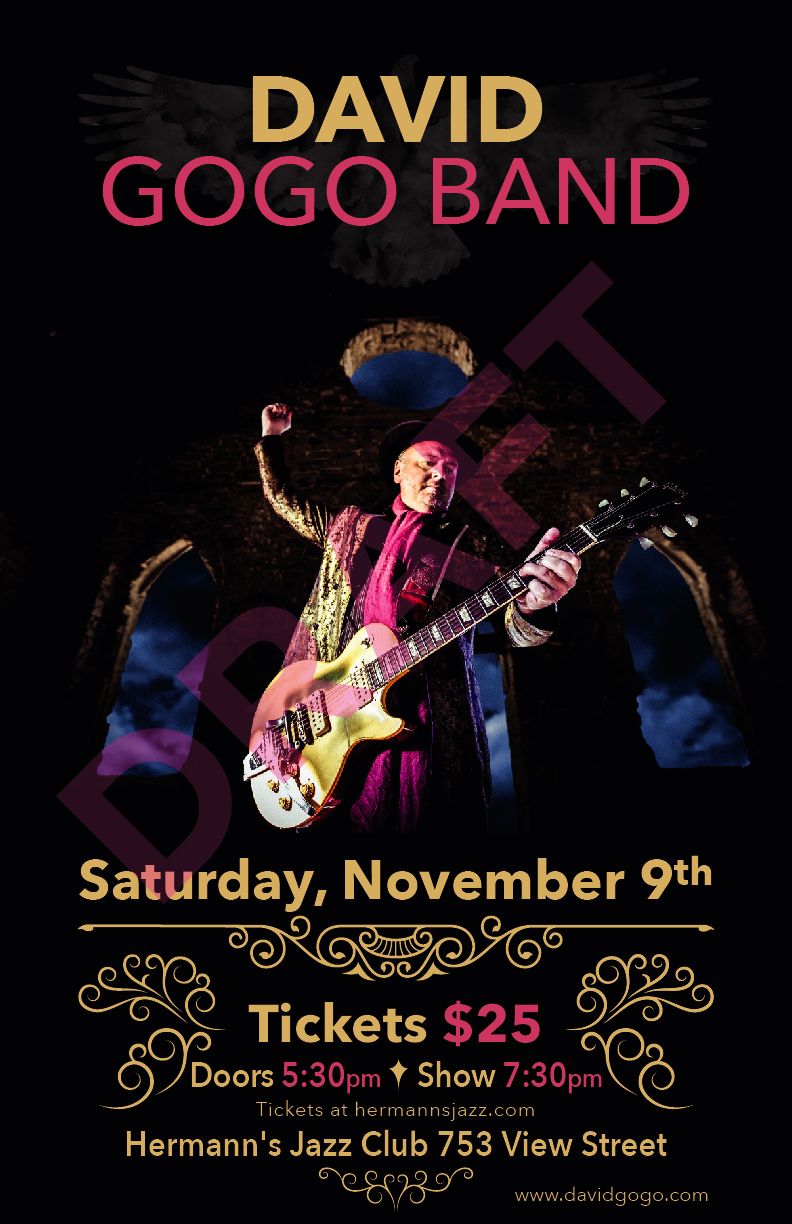 David Gogo (Band) @ Hermann's Jazz Club Nov 9 2019 - May 7th @ Hermann's Jazz Club