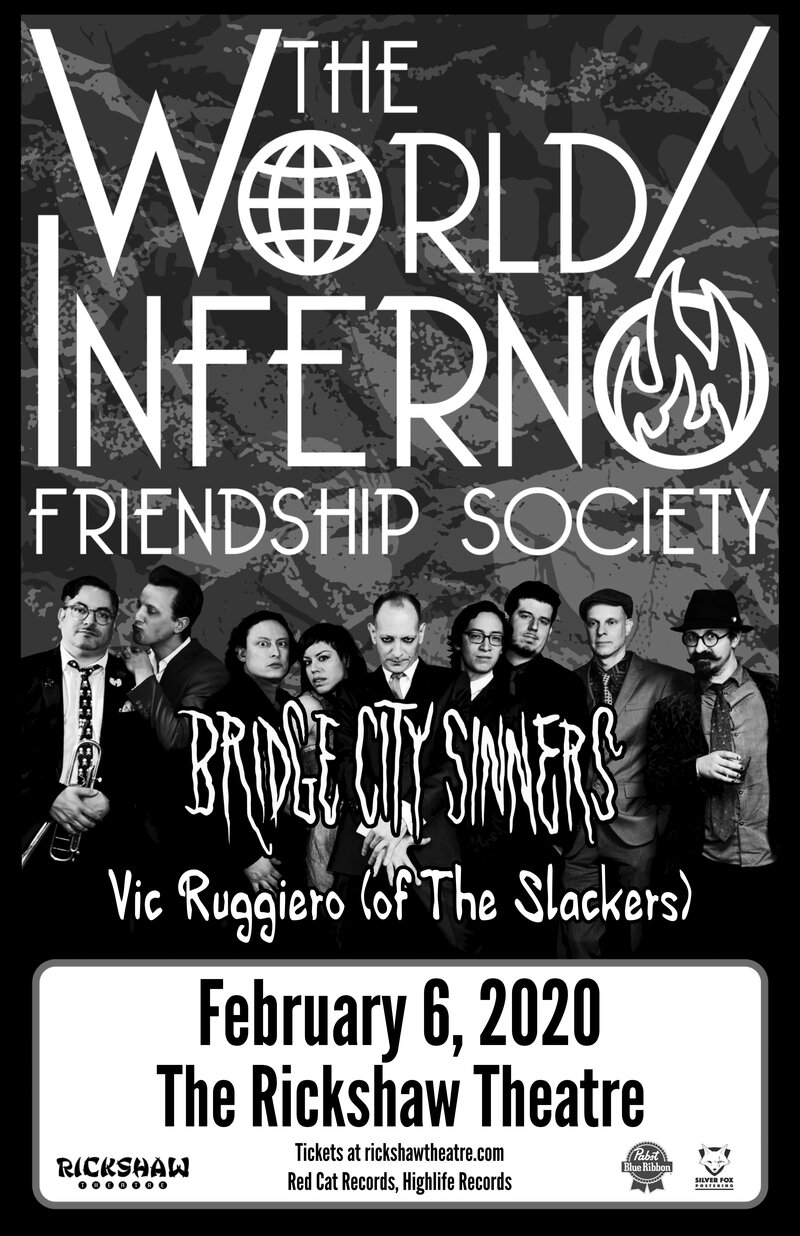 World Inferno Friendship Society, Bridge City Sinners, Vic Ruggiero, Kownterpoint @ Rickshaw Theatre Feb 6 2020 - May 8th @ Rickshaw Theatre