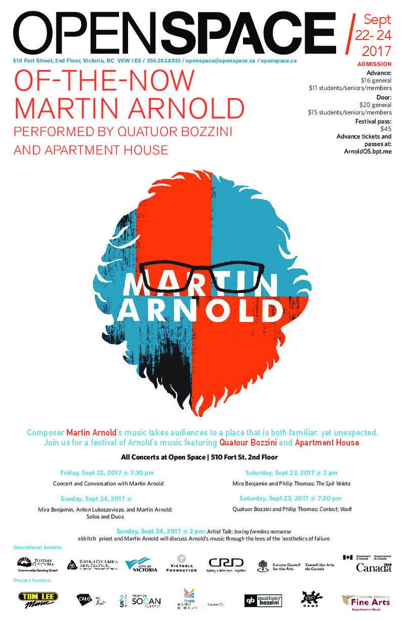 of-the-now: Martin Arnold: Mira Benjamin, Philip Thomas, Quatuor Bozzini, Anton Lukoszevieze @ Open Space Sep 24 2017 - May 9th @ Open Space
