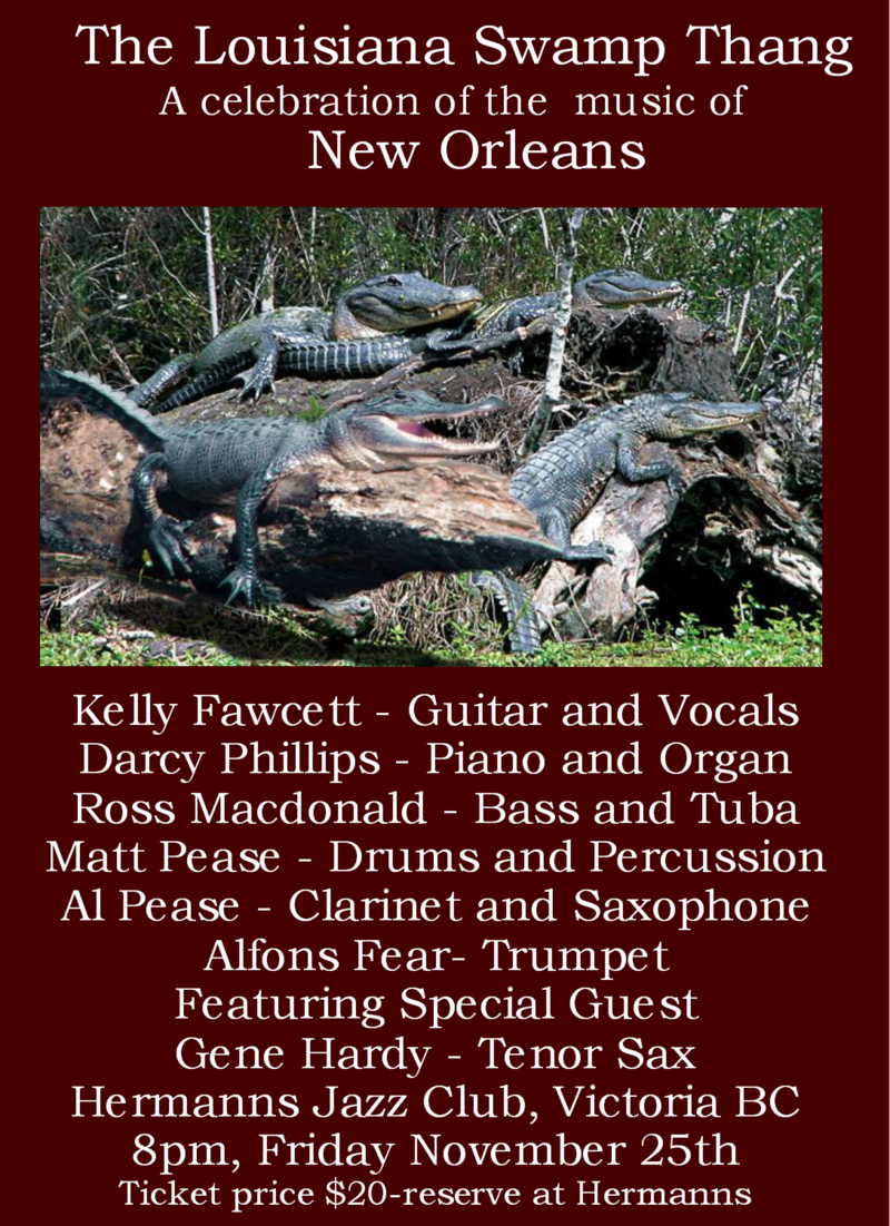 A Celebration of New Orleans Funk and Soul: Kelly Fawcett and the Swamp Things, Gene Hardy @ Hermann's Jazz Club Nov 25 2016 - May 8th @ Hermann's Jazz Club