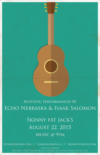 Acoustic Performances: Echo Nebraska, Isaak Salomon @ Skinny Fat Jack's Aug 22 2015 - May 6th @ Skinny Fat Jack's