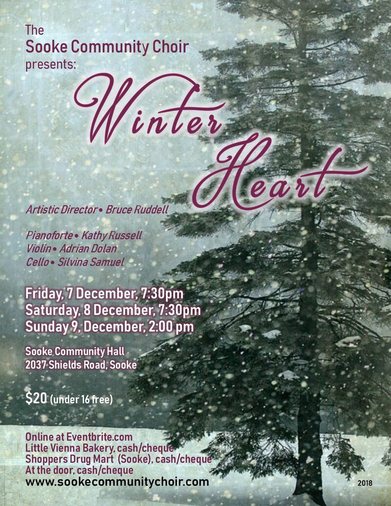 WINTER HEART CONCERT SERIES: Sooke Community Choir @ Sooke Community Hall Dec 9 2018 - Apr 30th @ Sooke Community Hall