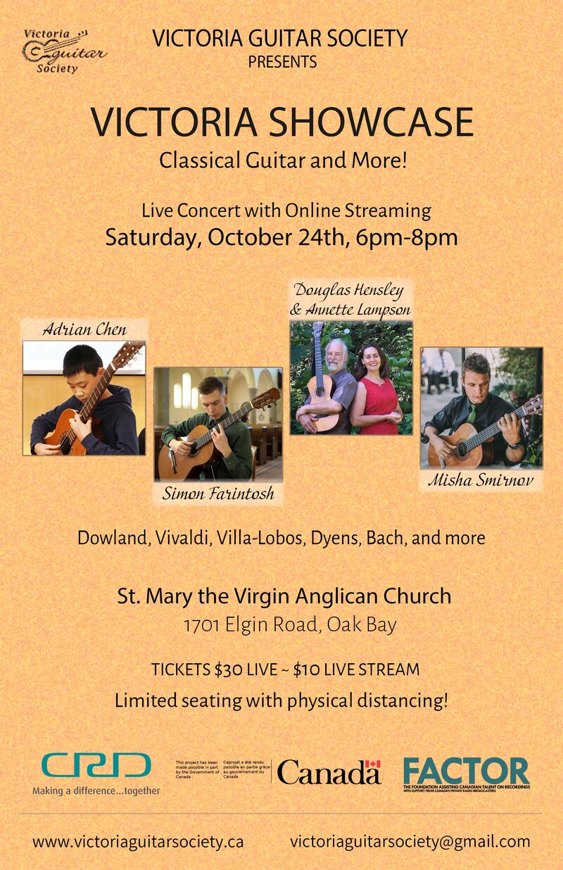 Victoria Guitar Society presents "Victoria Showcase" - Classical Guitar and More! @ St. Mary's Anglican Church Oct 24 2020 - May 6th @ St. Mary's Anglican Church
