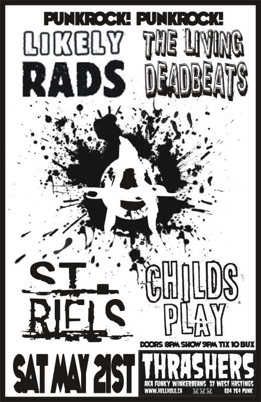 Get your crunk and punk on!: The Likely Rads, The Living Deadbeats, The Saint Riels, Childsplay @ Funky Winker Beans May 21 2011 - May 9th @ Funky Winker Beans