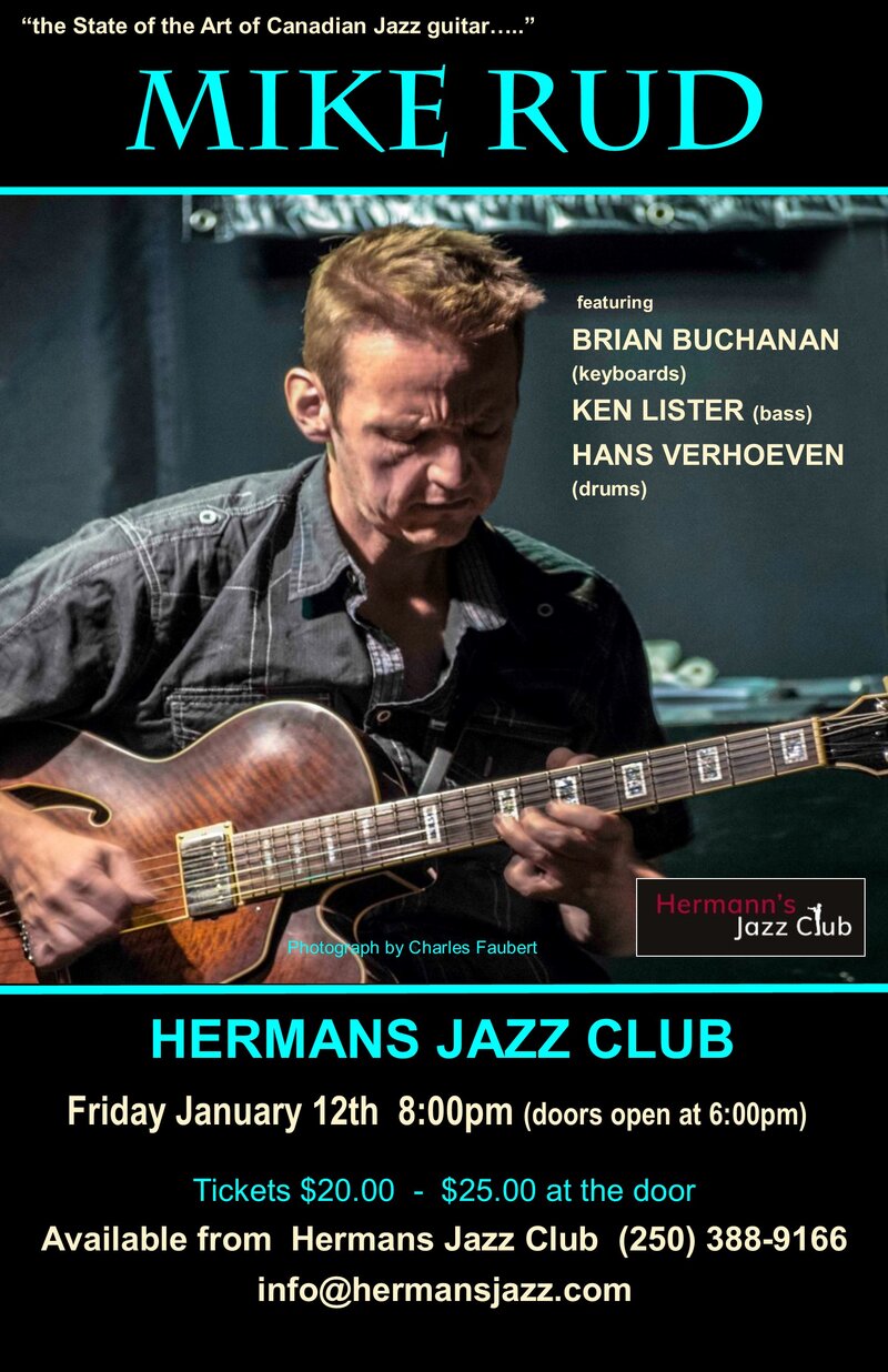 Mike Rud: Brian Buchanan  (keyboards), Ken Lister (Bass), Hans Verhoeven (Drums) @ Hermann's Jazz Club Jan 12 2018 - May 8th @ Hermann's Jazz Club