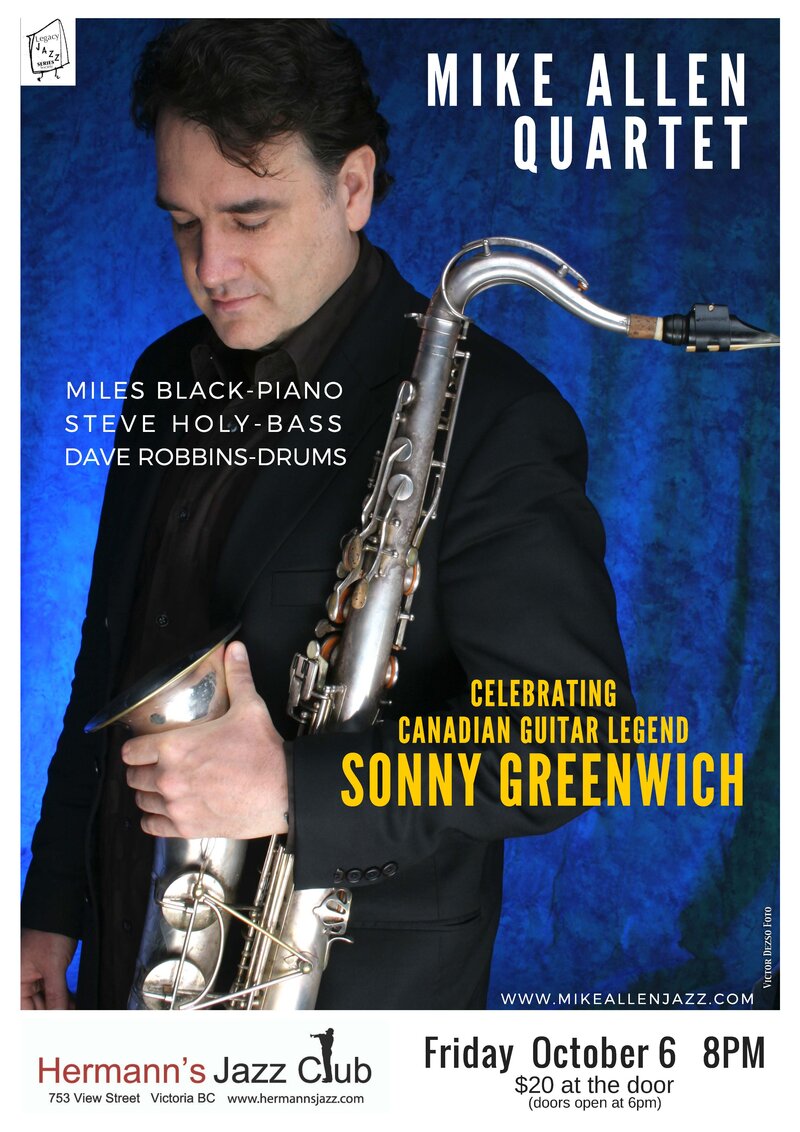 Celebrating Sonny Greenwich: Mike Allen Quartet, Miles Black, Steve Holy, Dave Robbins @ Hermann's Jazz Club Oct 6 2017 - May 10th @ Hermann's Jazz Club