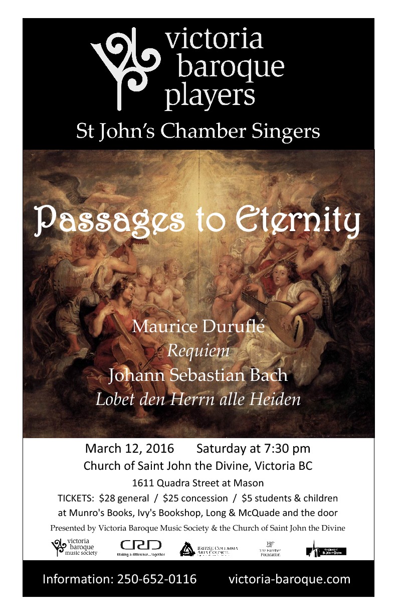 Passages to Eternity: Victoria Baroque, St John's Chamber Singers @ St. John The Divine Mar 12 2016 - May 7th @ St. John The Divine