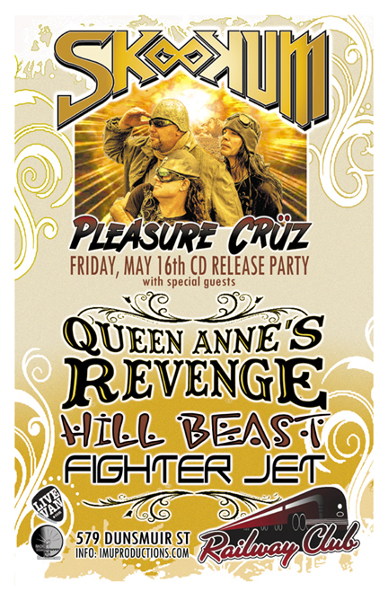 SKOOKUM CD Release Party w/ special guests: Skookum, QUEEN ANNES REVENGE, , Hill Beast, FIGHTER JET @ Railway Club May 16 2014 - May 7th @ Railway Club
